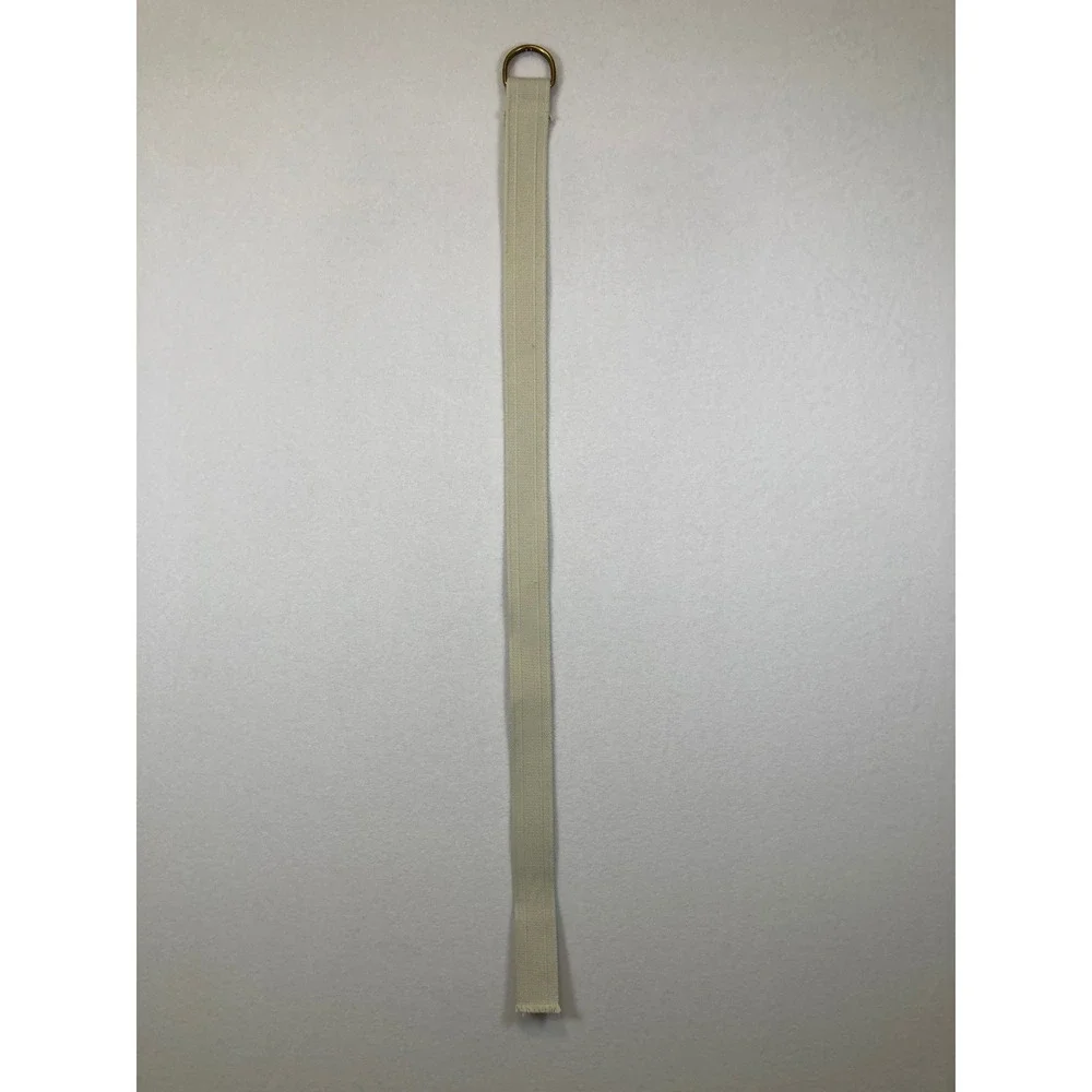 Unbranded D-Ring Web Belt Mens 34 Cream Brass Hardware